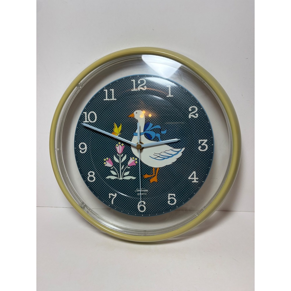 Vintage Sunbeam Goose Wall Clock Blue Polka Dot Country Kitchen Untested